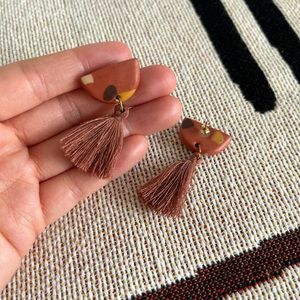 Cute tassel earrings with geometric shapes